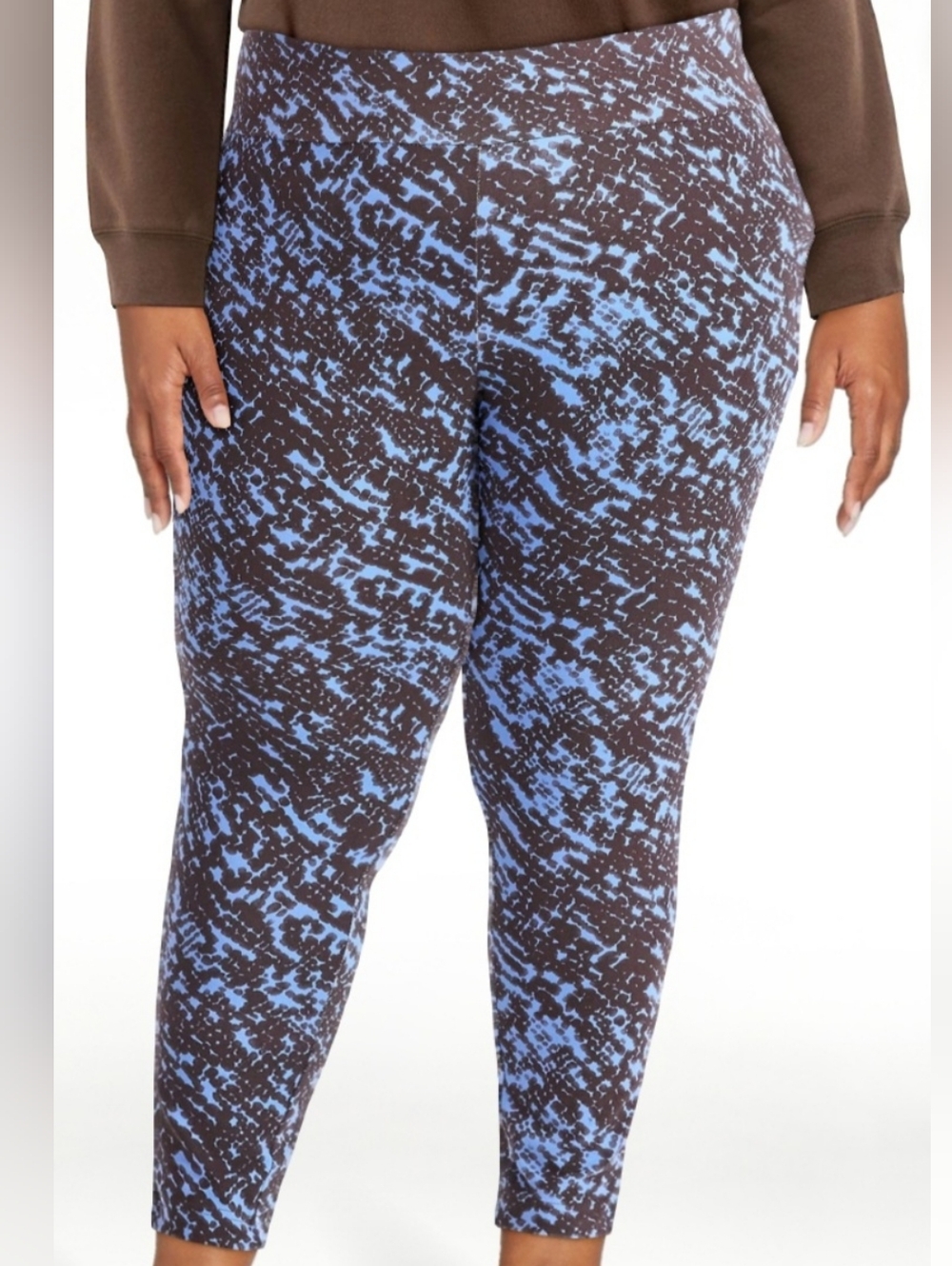 Terra & Sky Brown and Blue Abstract Plus-Size Leggings. Size 4X. NWT.